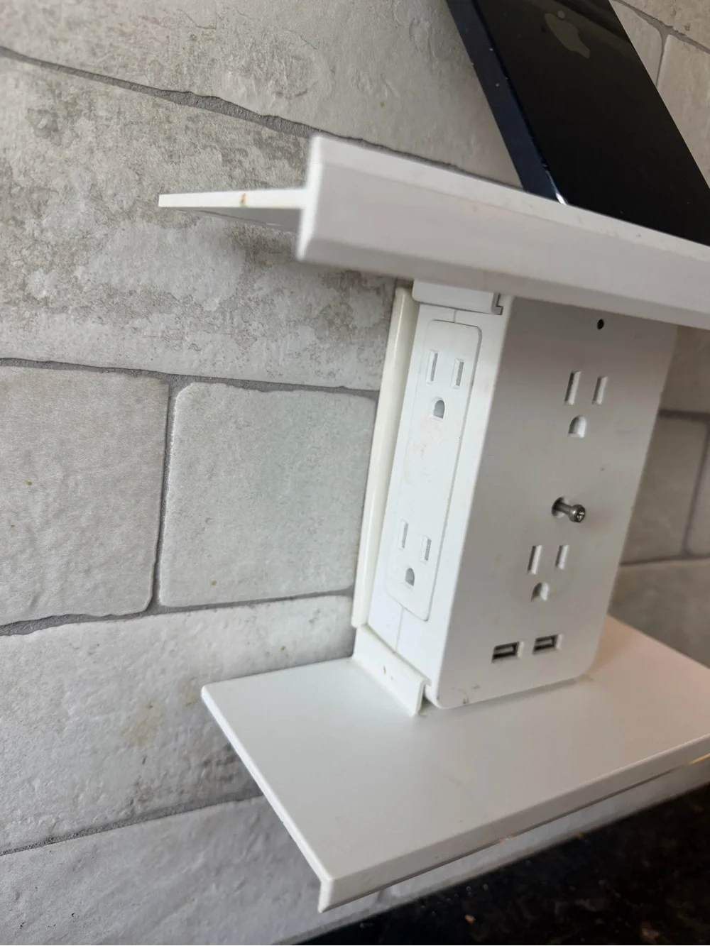 Sharper Image White Floating Shelf with Dual USB and Outlet